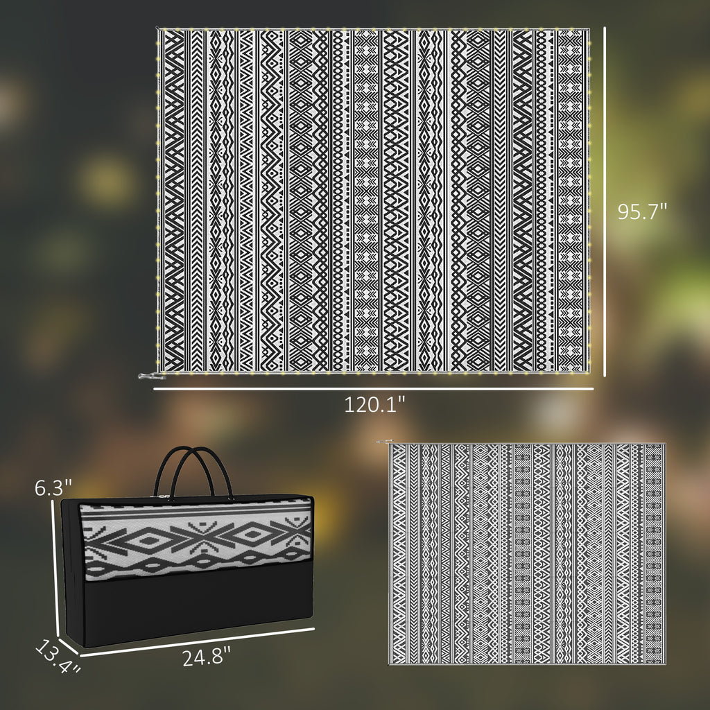 Outdoor Rug Carpet with USB Lights Reversible Patio Rug with Carry Bag for Camping 10' x 8'