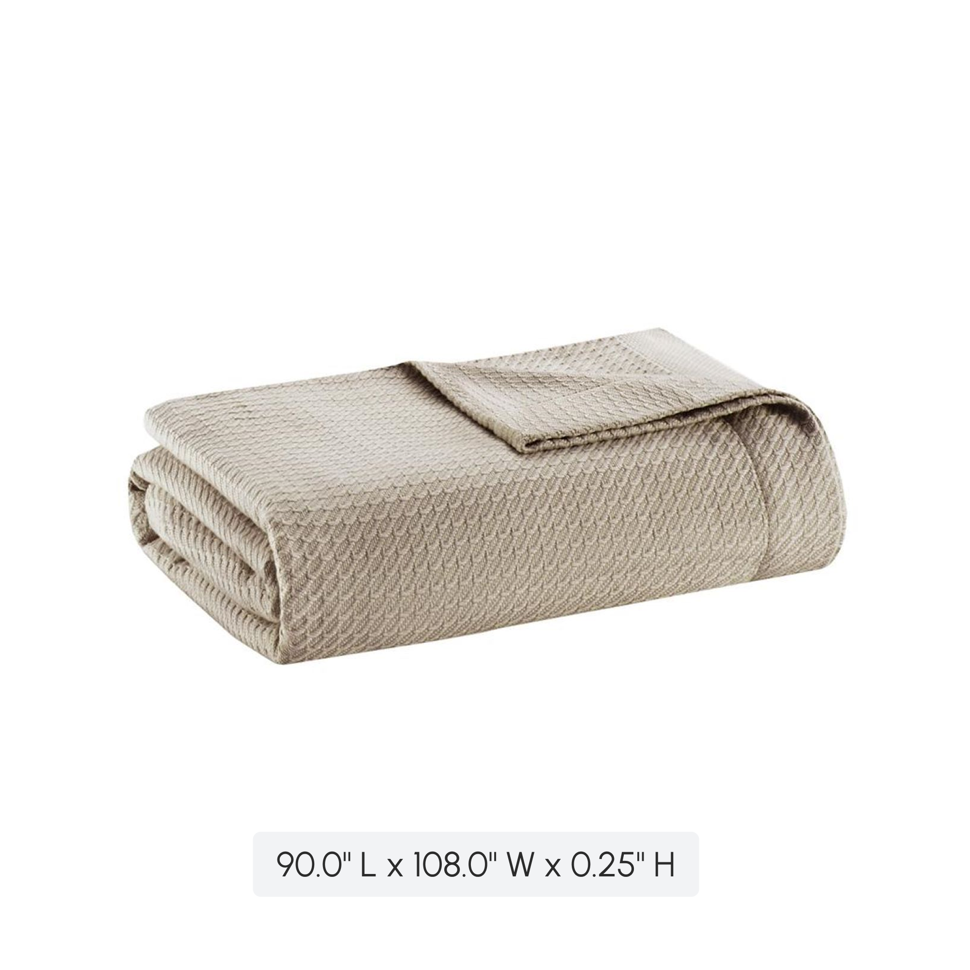 King Size Egyptian Cotton Bedding Blanket with OEKO-TEX Certified, Ideal for Any Bedroom or Living Room Setting, 108" L x 90" W x 0.25" H, Khaki