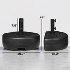 Half Round Umbrella Base, Sand or Water Filled Half Patio Umbrella Stand Holder for Lawn, Deck, Backyard and Garden, 40lb Capacity Water or 46lb Capacity Sand, Fit 1.5"or 2" Pole, Black