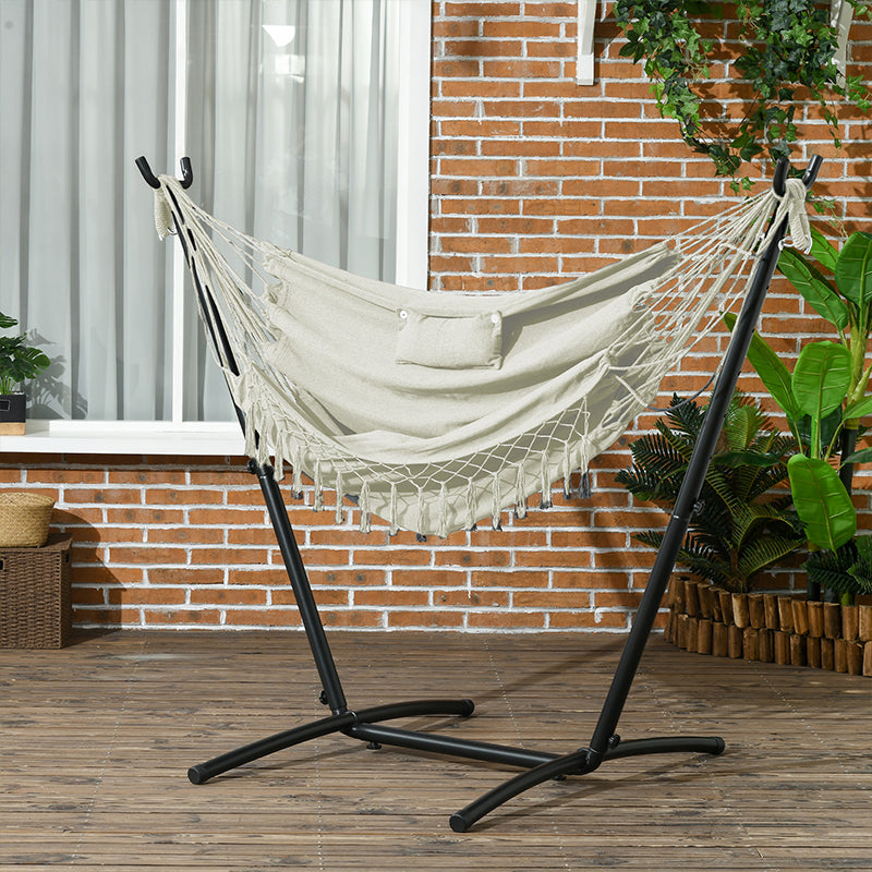 U Shape Stand Hammock Chair, Headrest Include Hammock Swing, Cream White