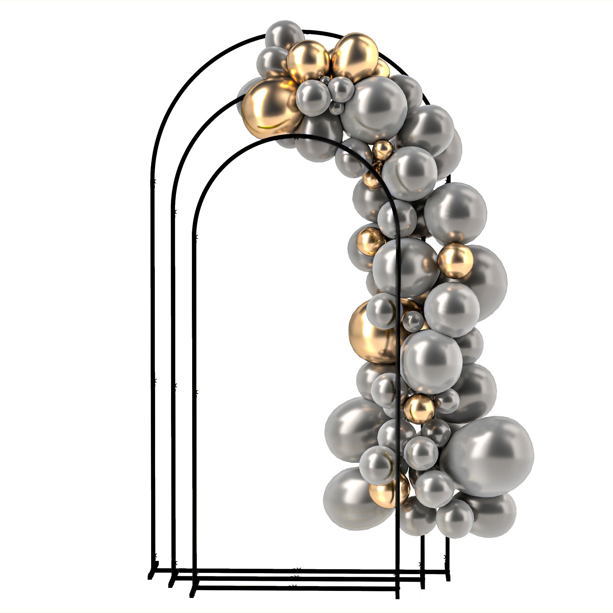 Metal Arch Backdrop Stand Set of 3, 7/6.5/6 ft Wedding Arch Frame, Balloon Backdrop Arch Stand Set for Birthday Party, Bridal Shower, Graduation, Ceremony, Banquet Decorations, Black