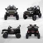 12V Battery Powered Ride On Truck, Kids Electric Car with Spring Suspension, Remote, Horn, USB Music, Black