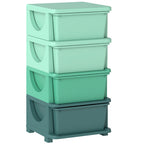 4 Tier Kids Storage Unit, Toy Organizers and Storage with 4 Drawer for Bedroom Nursery Living Room for Boys Girls Green