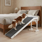 Dog Ramp Foldable with Non-slip Carpet Top Platform, Gray, White