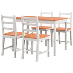Dining Table Set for 4, 5 Piece Modern Kitchen Table and Chairs, Solid Wood Dining Room Set for Small Spaces, Breakfast Nook, White