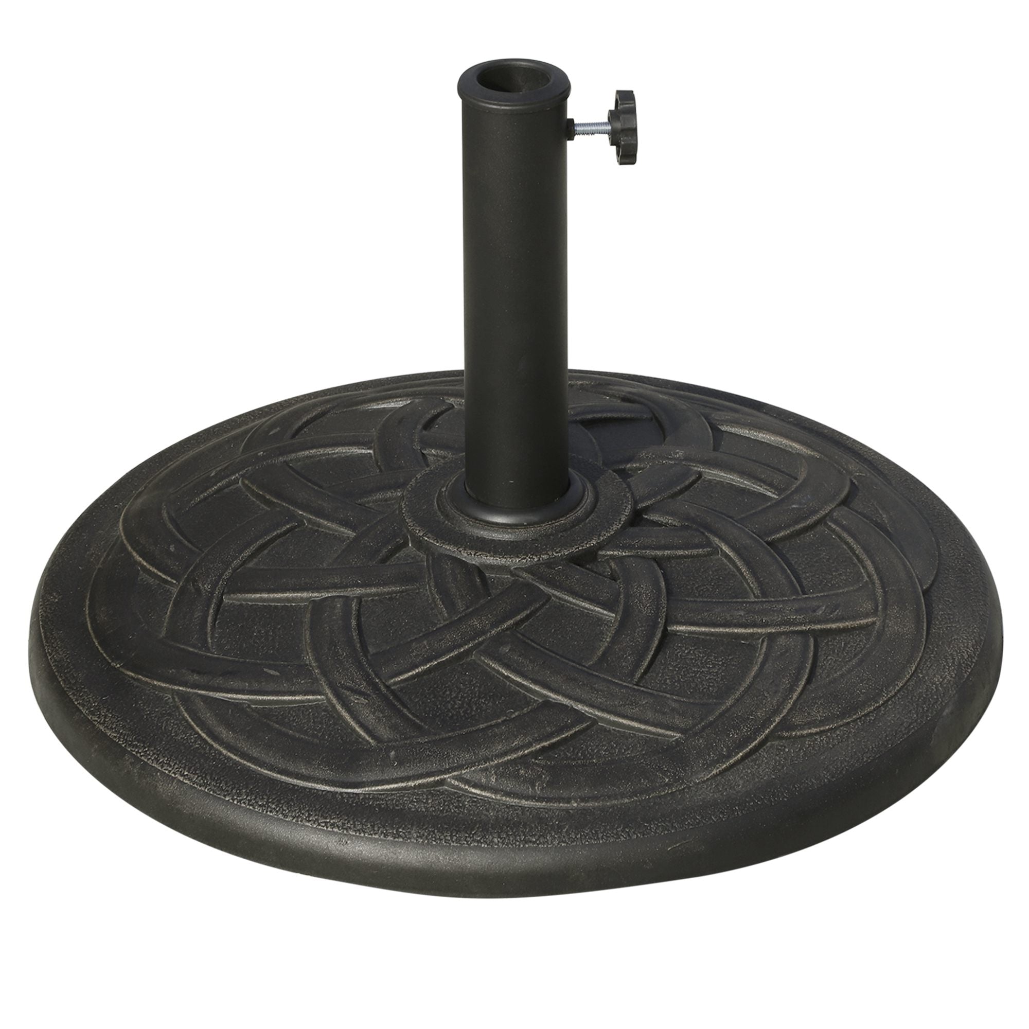 22" 42 lbs Round Resin Umbrella Base Stand Market Parasol Holder with Beautiful Decorative Pattern & Easy Setup, for Φ1.5", Φ1.89" Pole, for Lawn, Deck, Backyard, Garden, Bronze