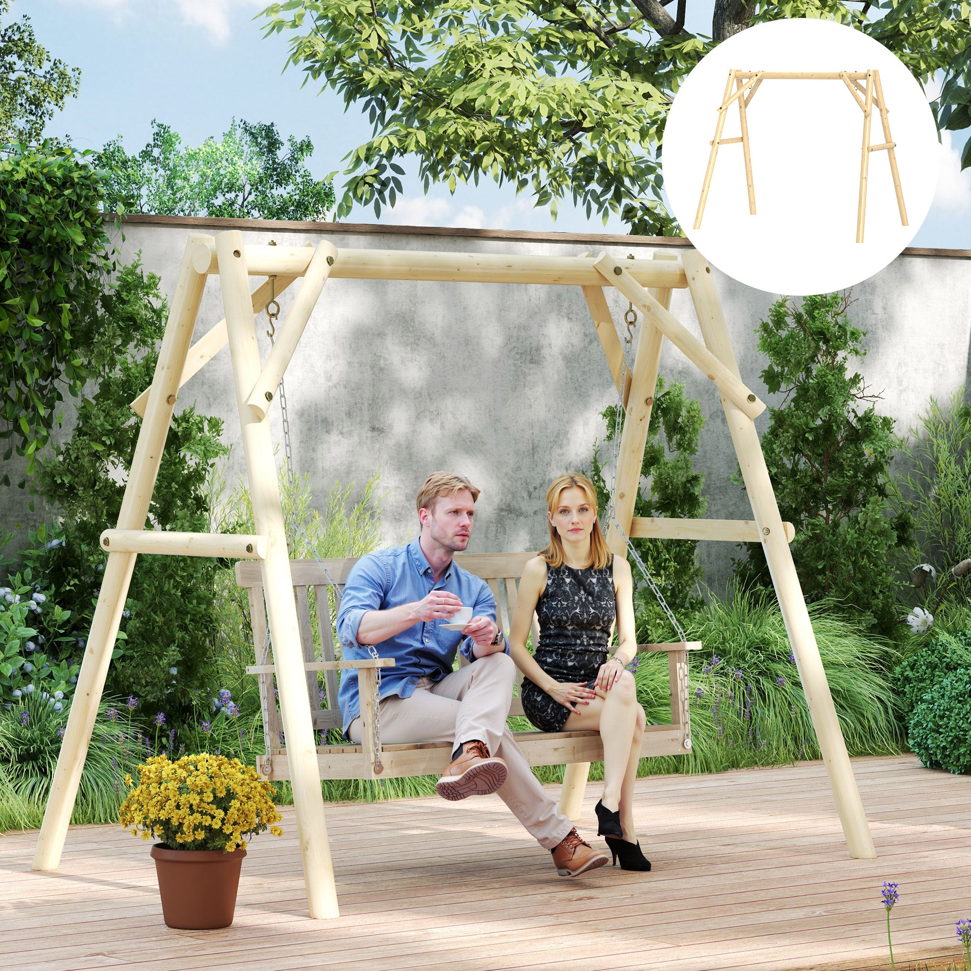 660 lbs Porch Swing Frame, A-Frame Hanging Chair Stand Only for DIY Painting, Swing Chair Stand for Backyard, Patio