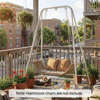 Hammock Chair Stand Indoor and Outdoor Use with Anti-Slip Foot Pads, 2 Carabiners, White