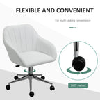 Mid Back Home Office Chair Computer Desk Chair with PU Leather, Adjustable Height, Swivel Wheels for Study, Bedroom, White
