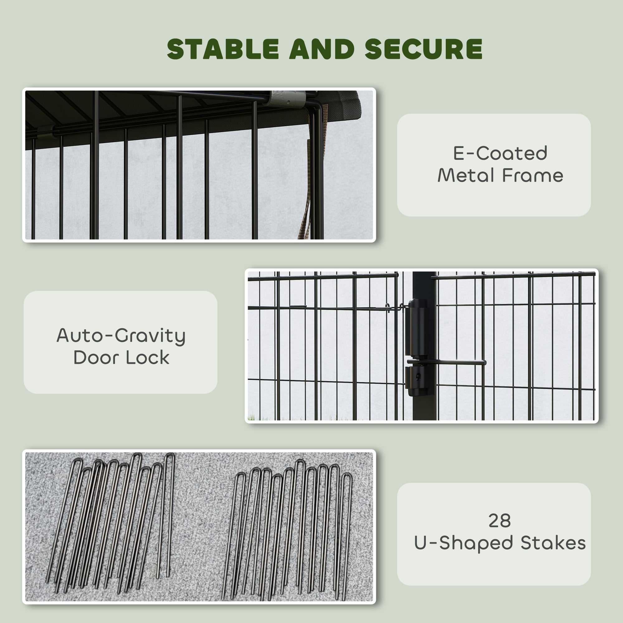 Metal Chicken Coop, Large Chicken Run with Water-Resistant & Anti-UV Cover for 7-9 Hens, Outdoor Hen House with 10 Doors