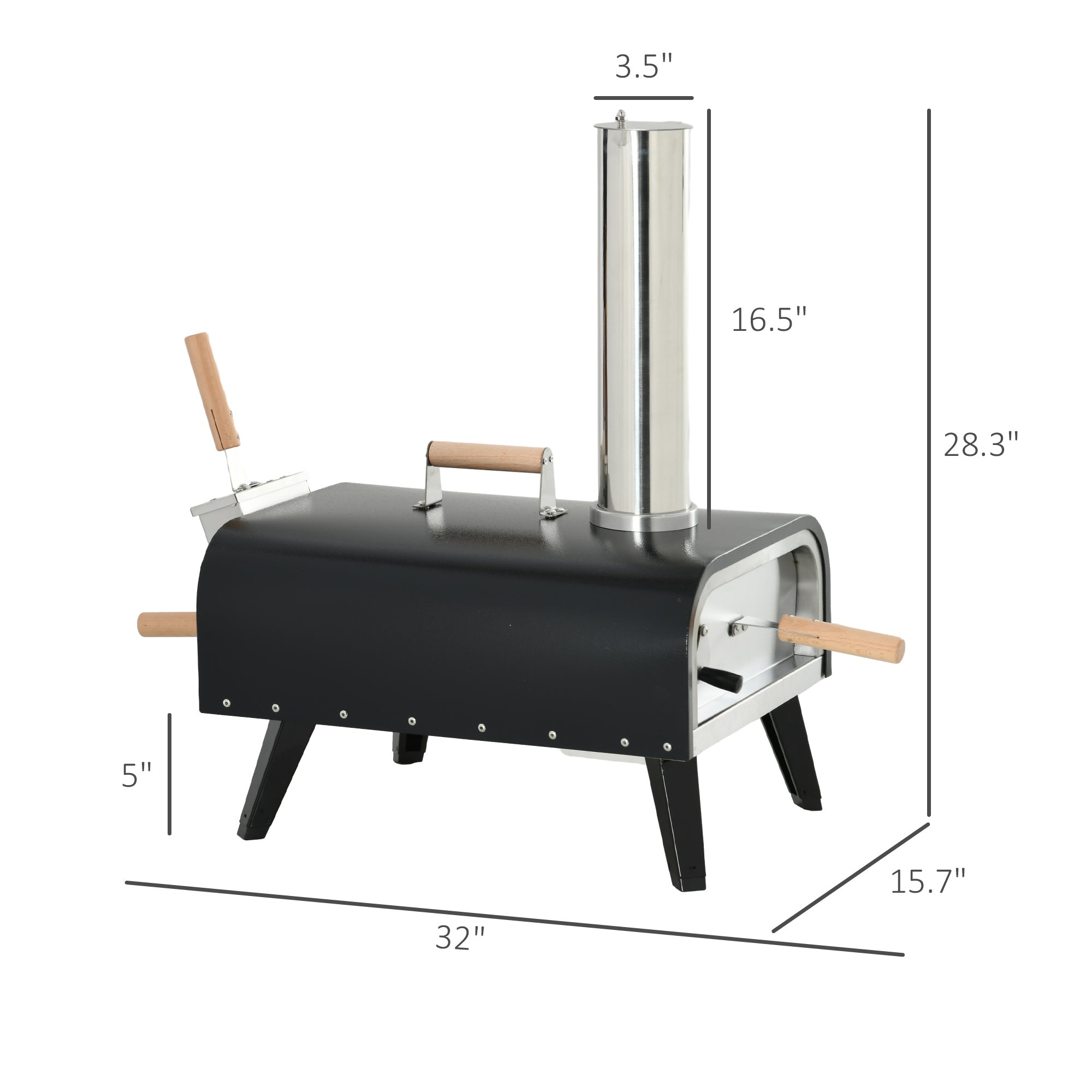 Pellet Wood Fired Pizza Oven Outdoor Pizza Maker with 12" Stone, Peel and Waterproof Cover
