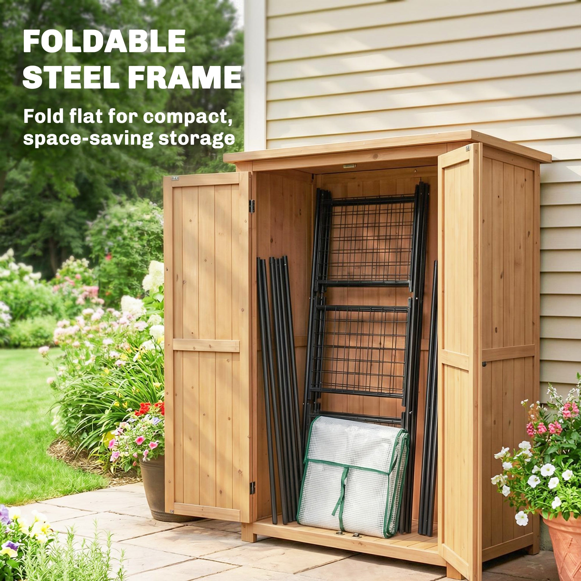 Greenhouse for Outdoors, Portable Greenhouse with 6 Shelves, UV-Resistant PE Cover, Roll-Up Door, White