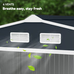 9' x 6' Outdoor Storage Shed, Garden Tool Metal Shed with Foundation Kit, Dark Gray