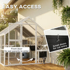 Wooden Catio Outdoor Cat Enclosure with Waterproof Cover, 2 Condos, 6 Platforms, Bridge, Doors, White