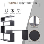 94" 5 Tier L-Shaped Computer Desk Rotating Writing Table Corner Desk with Display Shelves and Stainless Steel Frame, Black