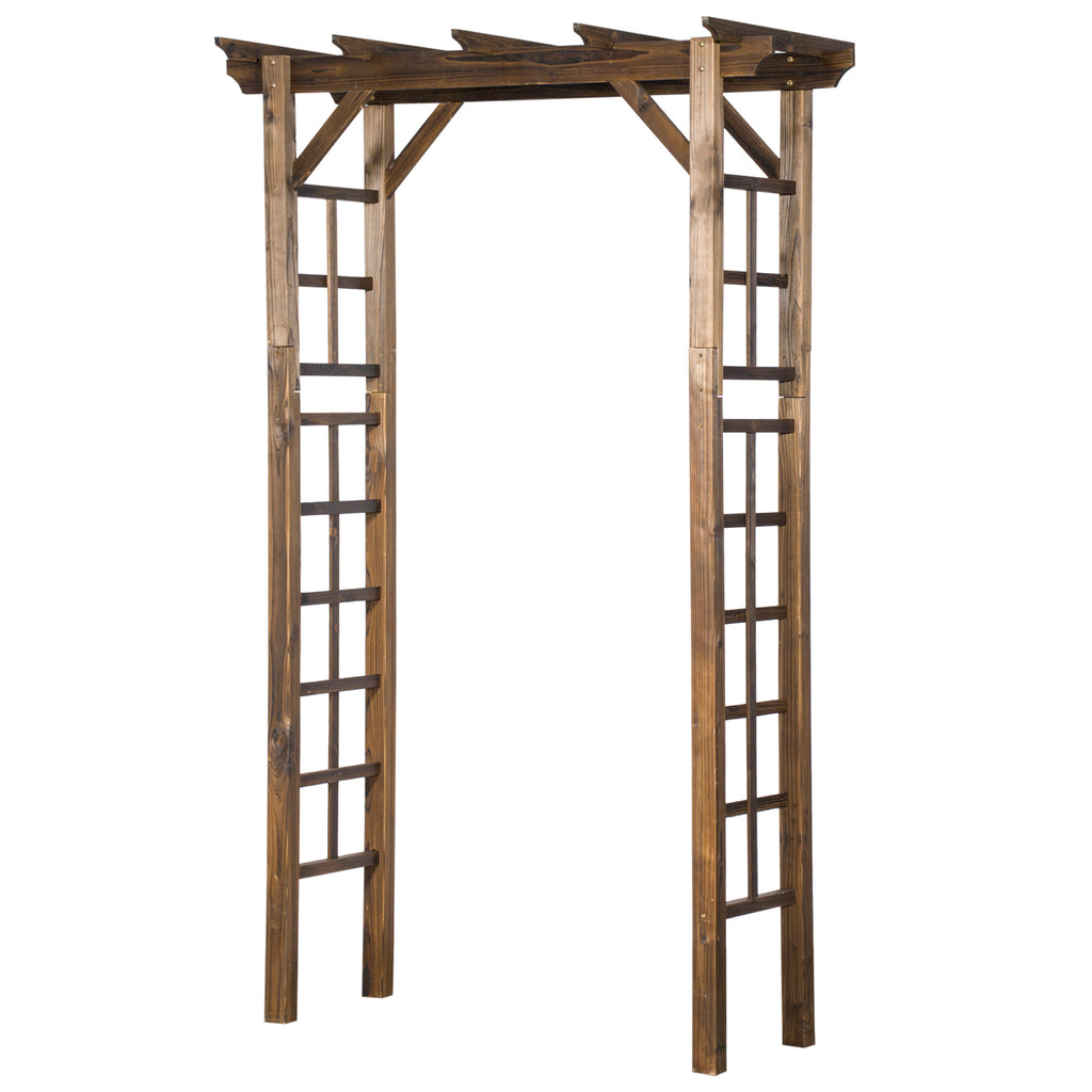 85" Wooden Garden Arbor for Wedding and Ceremony, Outdoor Garden Arch Trellis for Climbing Vines - Carbonized