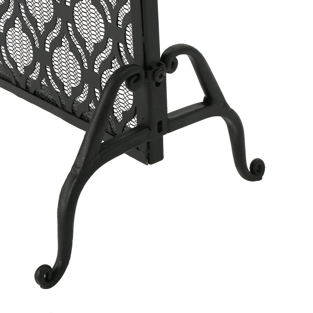 Modern Single Panel Iron Fireplace Screen with Durable Iron Frame, Rustproof Solid Free Standing Fire, 39.5" L x 11.25" W x 35" H, Black