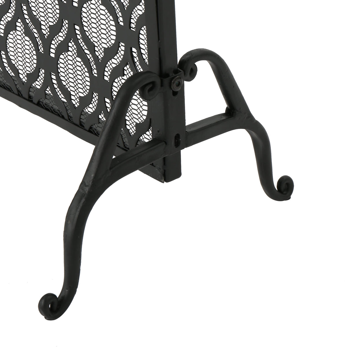 Modern Single Panel Iron Fireplace Screen with Durable Iron Frame, Rustproof Solid Free Standing Fire, 39.5" L x 11.25" W x 35" H, Black