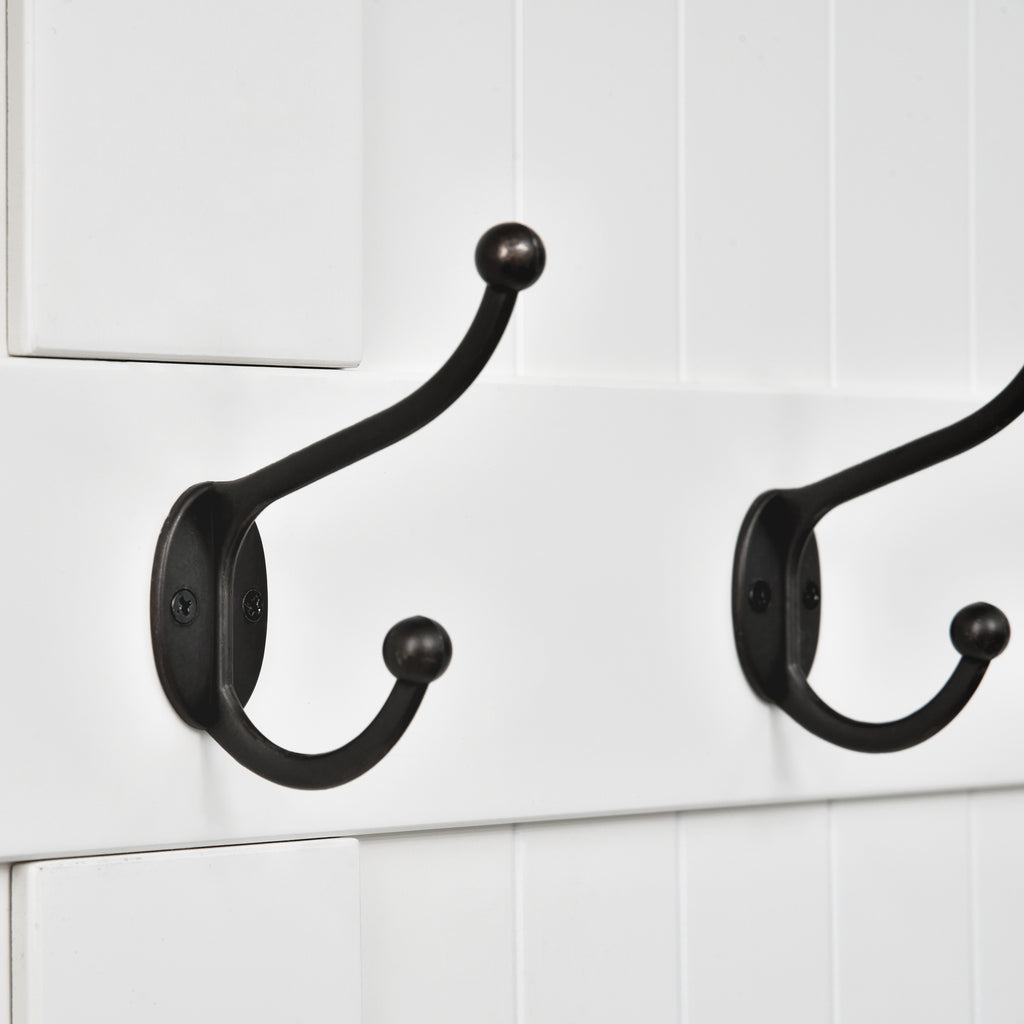 3-In-1 Entryway Bench with Coat Rack, Hall Tree with Bench and Shoe Storage, 5 Hooks for Hallway Cream White