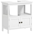 Pedestal Sink Storage Cabinet, Bathroom Under Sink Cabinet with 2 Doors and Open Shelf, Bathroom Vanity, White