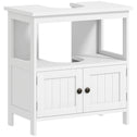 Pedestal Sink Storage Cabinet, Bathroom Under Sink Cabinet with 2 Doors and Open Shelf, Bathroom Vanity, White
