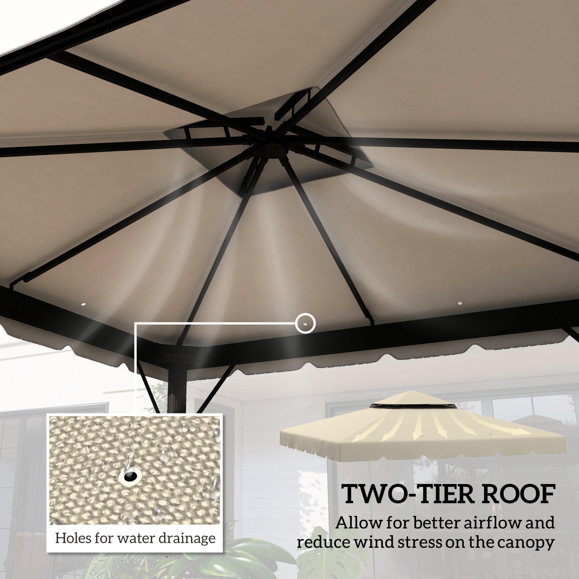 Model 84C-051 or 84C-269 10' x 10' Gazebo Replacement Canopy, Beige
