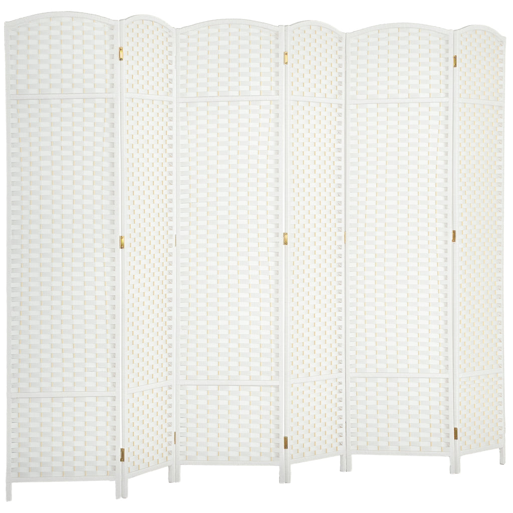 Folding Room Divider Screen 6 Panel 5.6 ' Tall Privacy Screen Freestanding Room Partition for Home Office, White