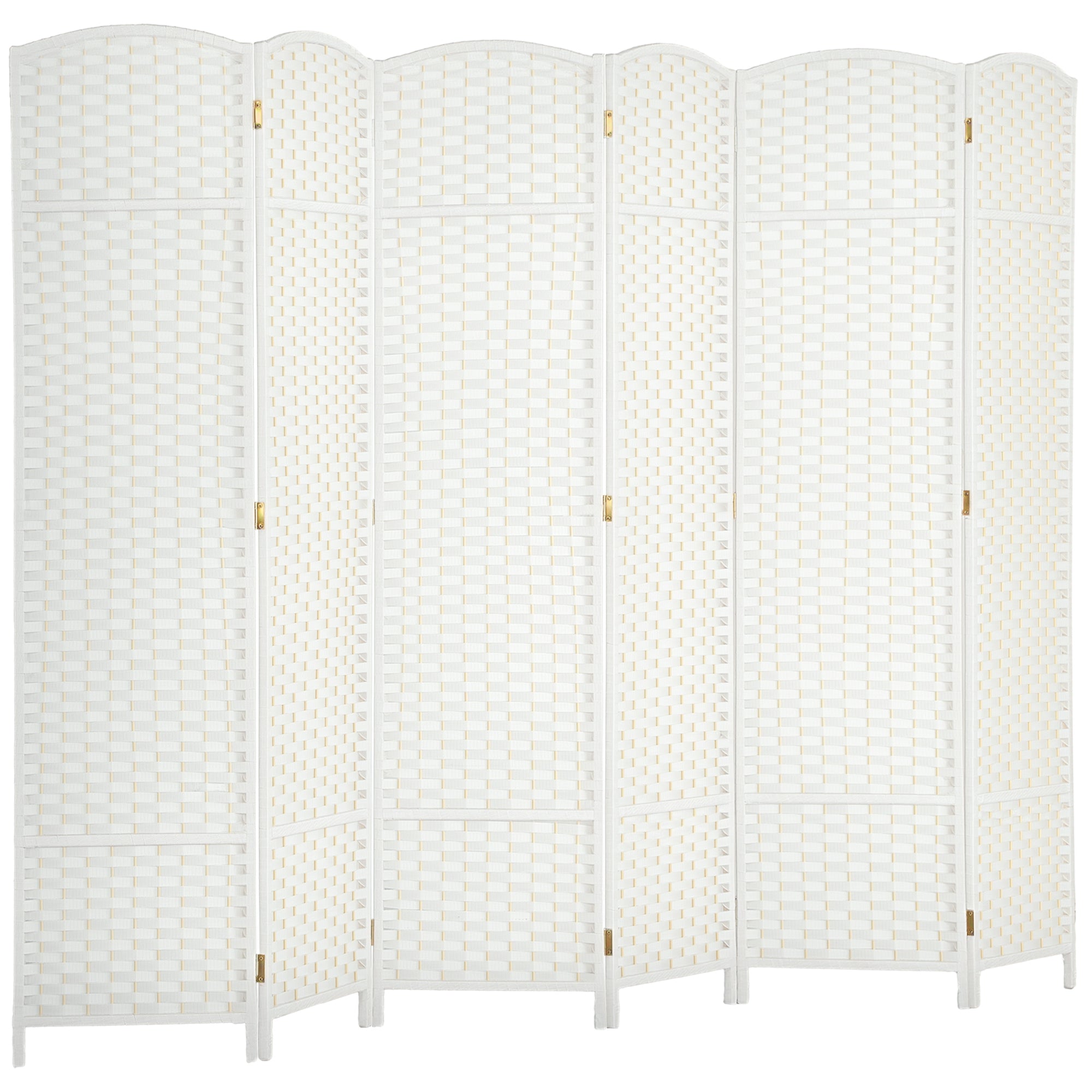 Folding Room Divider Screen 6 Panel 5.6 ' Tall Privacy Screen Freestanding Room Partition for Home Office, White