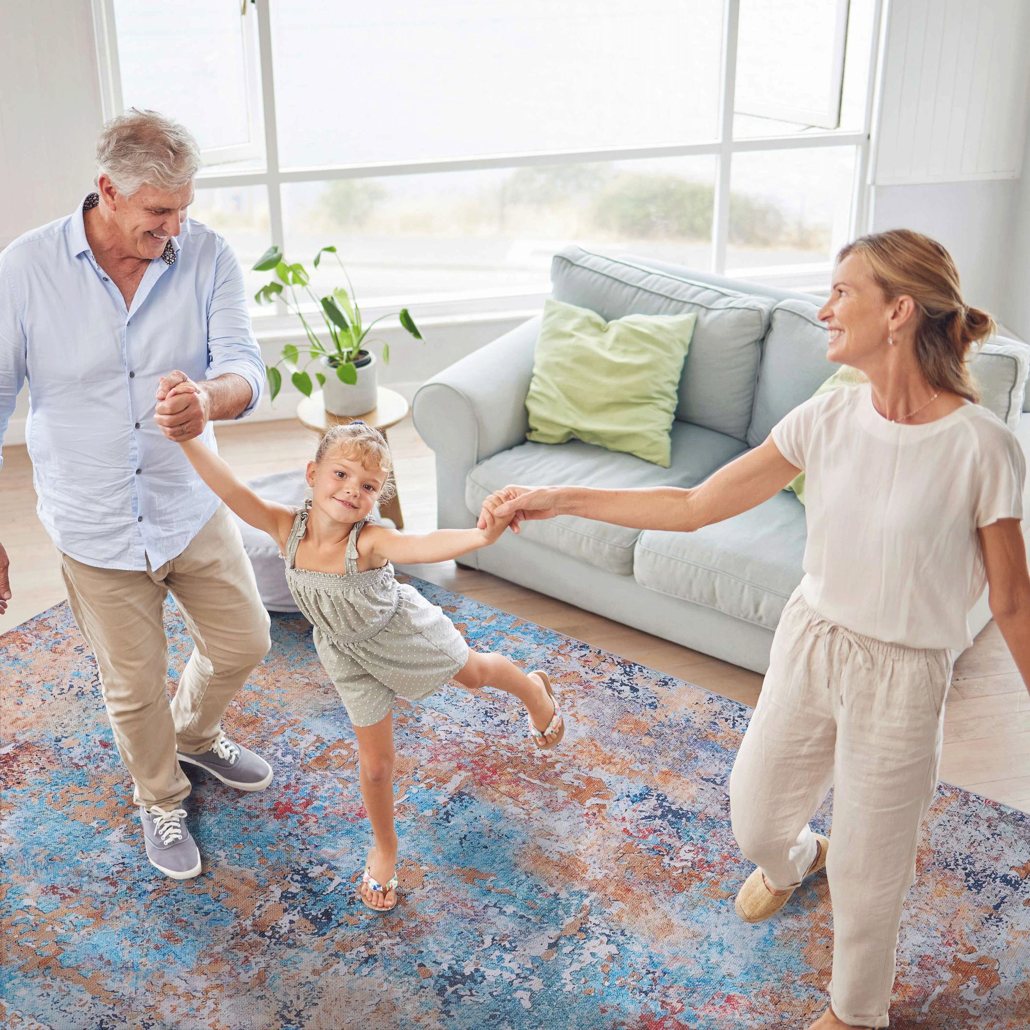 8x10 Machine Washable Non-Shedding Area Rug with Low-Pile, Carpet for Living Room, Dining Room, 96" L x 120" W x 0.15" H, Multicolor