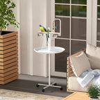 Bird Stand with Wheels, Perches, Feed Bowls, Round Tray for Parrot