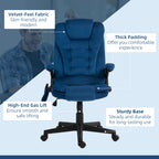 6 Point Executive Office Chair with Heat, Velvet High Back Vibrating Massage Office Chair, Drak Blue