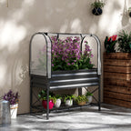 Raised Garden Bed with Legs and Cover, Metal Elevated Planter Box with Bottom Shelf and Liner for Vegetables, Black