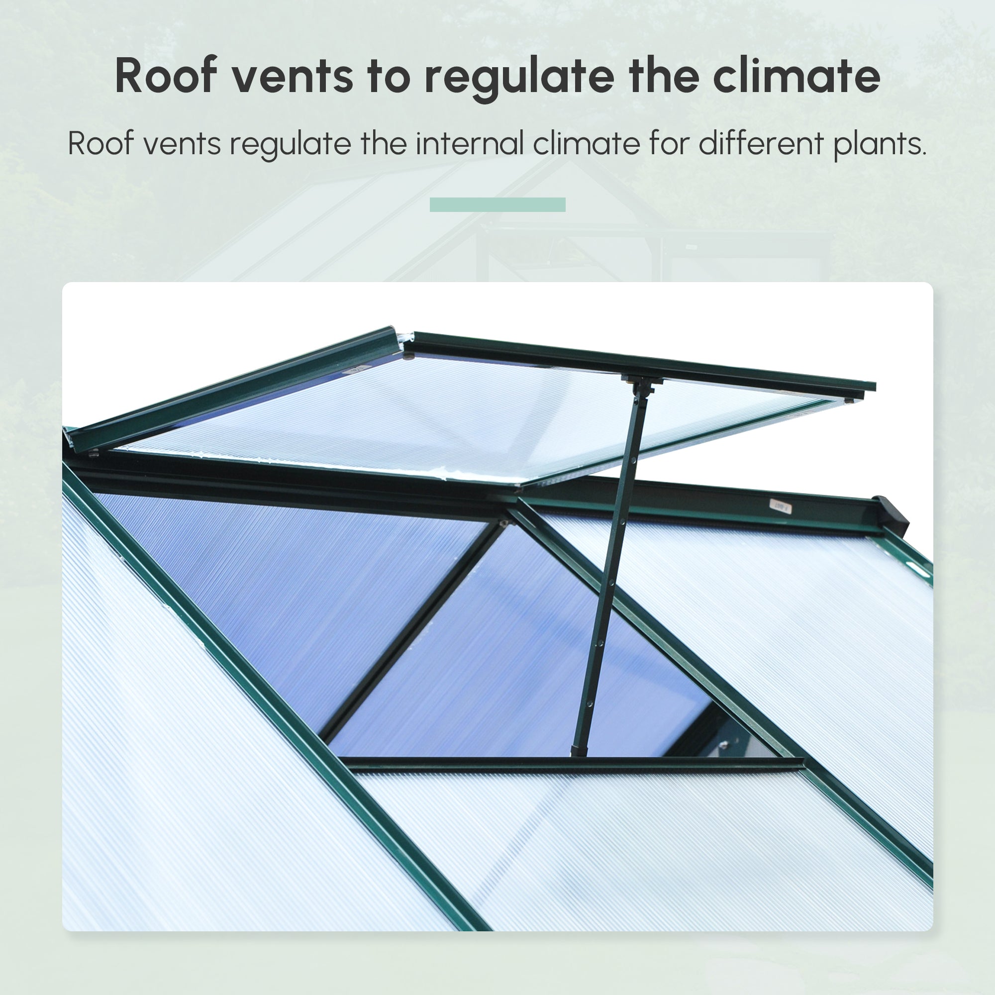 6' x 6' Greenhouse for Outdoors, Polycarbonate Greenhouse with Rain Gutter and Roof Vent, Aluminum Walk-in Green Houses for Outside for Patio Backyard Garden, Dark Green