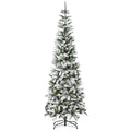 7.5ft Unlit Snow-Flocked Slim Pine Artificial Christmas Tree with Realistic Branches and 668 Tips