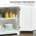 Kitchen Storage Cabinet, Sideboard Floor Cupboard with Solid Wood Top, Adjustable Shelf, and 2 Drawers for Living Room, and Hallway, White