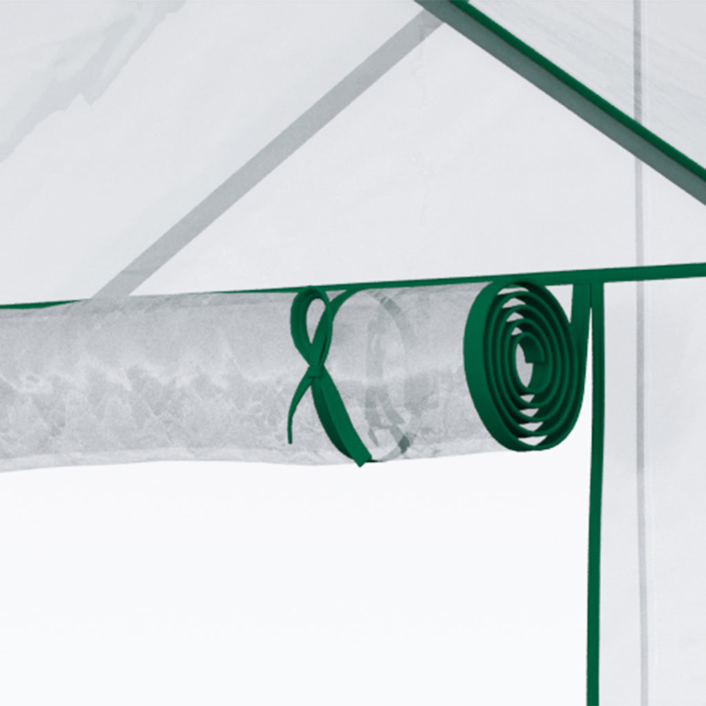 5' x 2.5' x 6.5' Mini Walk-in Greenhouse Kit, Portable Green House with 3 Tier Shelves, Roll-Up Door, and Weatherized Plastic Cover for Backyard Garden, Clear