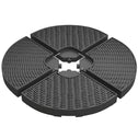 HDPE Material Patio Umbrella Base Weights Sand Filled up to 150 Lb. for Any Offset Umbrella Base | 4-Piece, Water or Sand Filled, All-Weather, Black (Round)