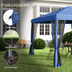 10' x 10' Pop Up Canopy Tent with Netting, Instant Gazebo, Screen House Room with Carry Bag, Height Adjustable, for Outdoor, Garden, Patio, Camping, Blue