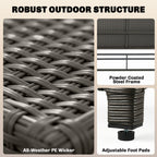 Patio Rattan Daybed, Wicker Outdoor Daybed with Storage Ottoman, Loveseat w/ Adjustable Backrest, Beige