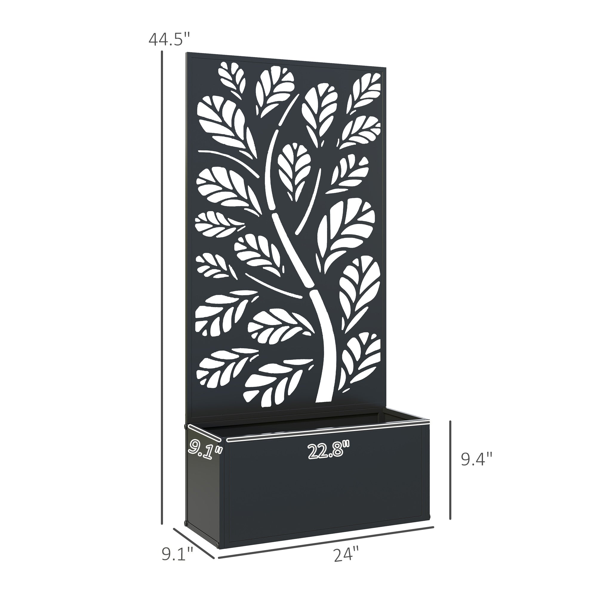 Metal Garden Bed with Trellis for Climbing Plants, Freestanding or Wall Mounted Flower Bed for Garden, Patio, Balcony