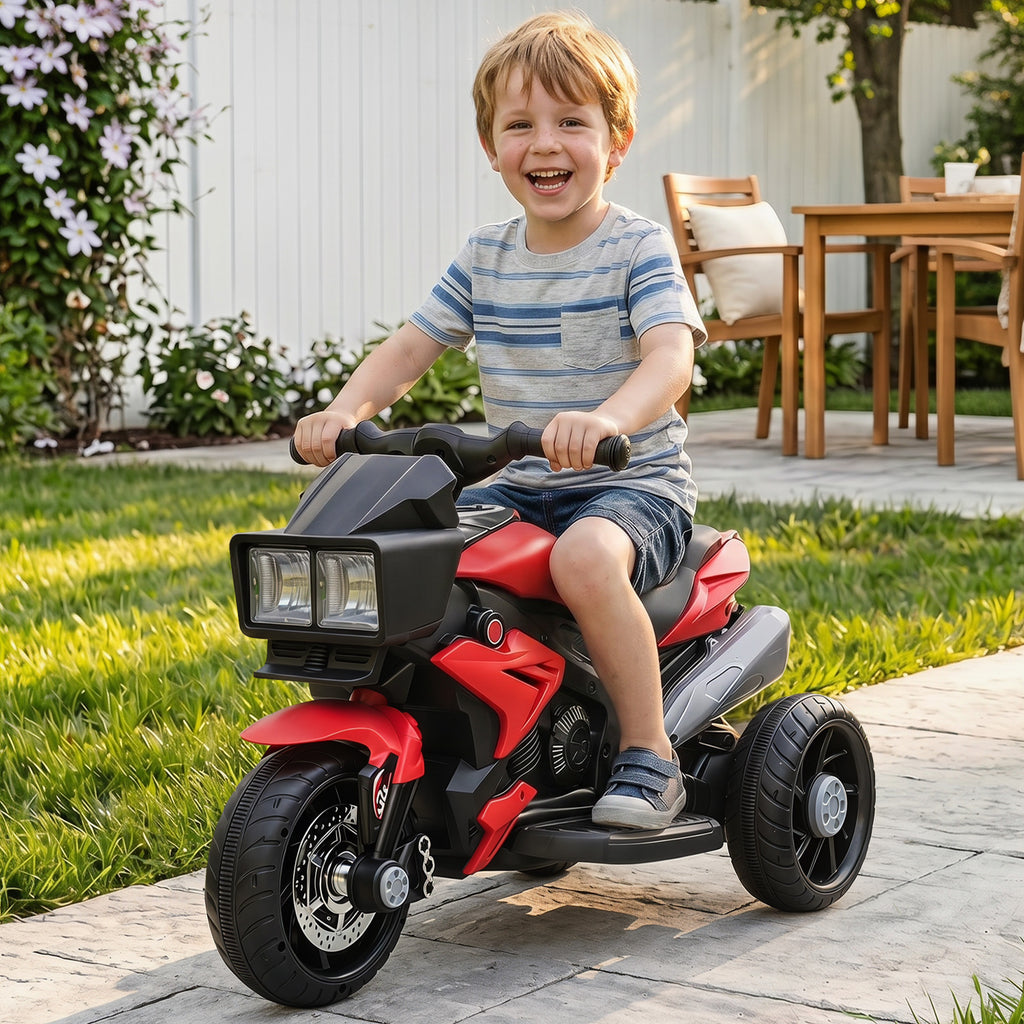 6V Kids Motorcycle, Battery-Operated Mini Electric Motorbike with Forward/Reverse Switch, Horn, Red