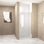 Pivot Shower Door with Safety Film and Tempered Glass, Bathroom Door with Stainless Steel Handle, 32" L x 0.5" W x 72" H, Brushed Nickel