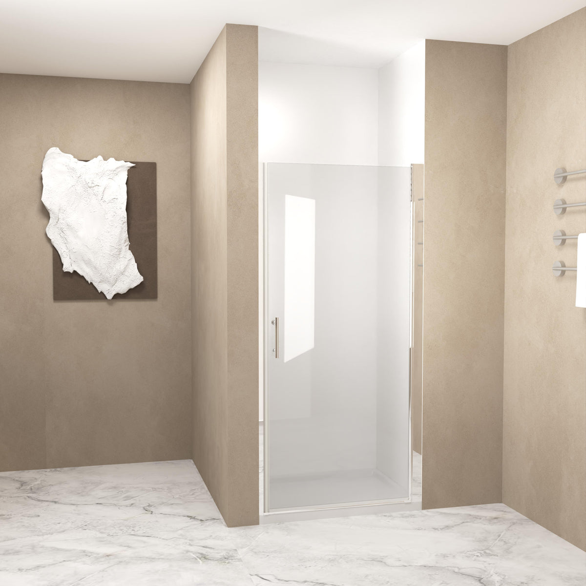 Pivot Shower Door with Safety Film and Tempered Glass, Bathroom Door with Stainless Steel Handle, 32" L x 0.5" W x 72" H, Brushed Nickel