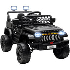 12V Battery Powered Ride On Truck, Kids Electric Car with Spring Suspension, Remote, Horn, USB Music, Black
