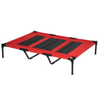XL Elevated Dog Bed, Outdoor Raised Dog Bed, Portable Pet Cot w/Carry Bag Metal Frame Breathable Mesh Indoor and Outdoor Red
