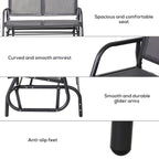 2-Person Outdoor Glider Bench Patio Double Swing Rocking Chair Loveseat w/Power Coated Steel Frame for Backyard Garden Porch, Grey