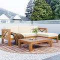 Casual Outdoor Sectional Sofa with Wood Frame & Cushions, Patio Seating Group for Backyard, 25.5" L x 25.5" W x 25.5" H, Beige