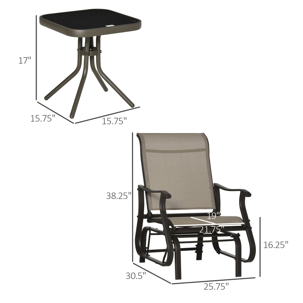 Outdoor Gliding Chairs Set Durable Compact for Patio, Bistro Tea Time, Perfect for Couples & Families, Gray