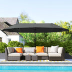 Extra Large 15 ft Patio Umbrella, Double-Sided Wide Outdoor Umbrella with Crank Handle and Air Vents for Backyard, Deck, Pool, Market, Gray