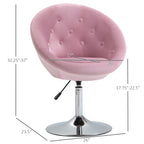 Modern Makeup Vanity Chair Round Tufted Swivel Accent Chair with Chrome Frame Height Adjustable, Pink